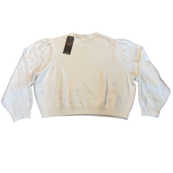 NEW Levi’s Cropped Balloon Sleeve White Crew Neck Sweater- Size XXL - Picture 2 of 7